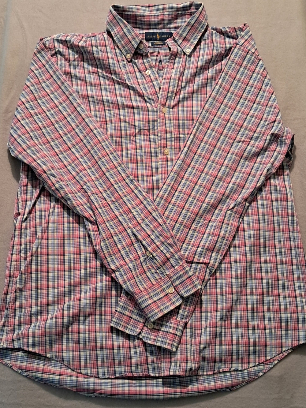 Ralph Lauren Pink and Blue Plaid Button-Down Shirt